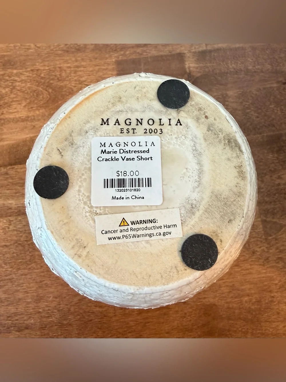 Magnolia Marie Distressed Crackle Vase Short Cream Farmhouse Decor